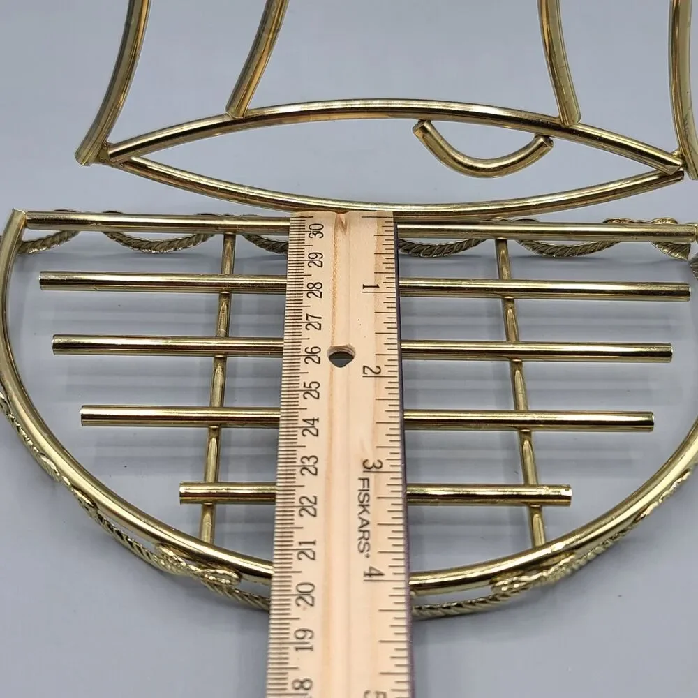 Christmas Holiday Jingle Bell Gold Plated Metal Wall Display Shelf Semi Circle